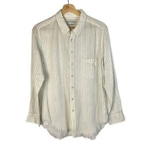 DL1961 X The Blue Shirt Shop Nassau & Manhattan White Linen Pin Stripe Top M